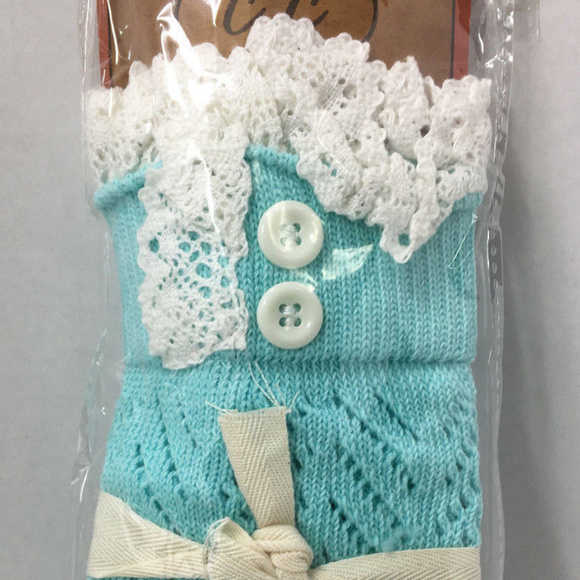 CC Baby Blue Knit Lace Buttons Boot Cuffs Leg Warm - Picture 1 of 4